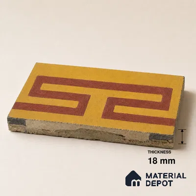 Athangudi Handmade Border Tile TL 10878 H Rust Gold Knot 10 x 5 inch Concrete Pearl Finish - 18 mm | Suitable for Decorative Floor Borders in Living Room, Bedroom, Dining Area & Foyer