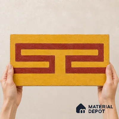Athangudi Handmade Border Tile TL 10878 H Rust Gold Knot 10 x 5 inch Concrete Pearl Finish - 18 mm | Suitable for Decorative Floor Borders in Living Room, Bedroom, Dining Area & Foyer