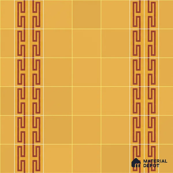 Athangudi Handmade Border Tile TL 10878 H Rust Gold Knot 10 x 5 inch Concrete Pearl Finish - 18 mm | Suitable for Decorative Floor Borders in Living Room, Bedroom, Dining Area & Foyer
