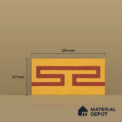 Athangudi Handmade Border Tile TL 10878 H Rust Gold Knot 10 x 5 inch Concrete Pearl Finish - 18 mm | Suitable for Decorative Floor Borders in Living Room, Bedroom, Dining Area & Foyer