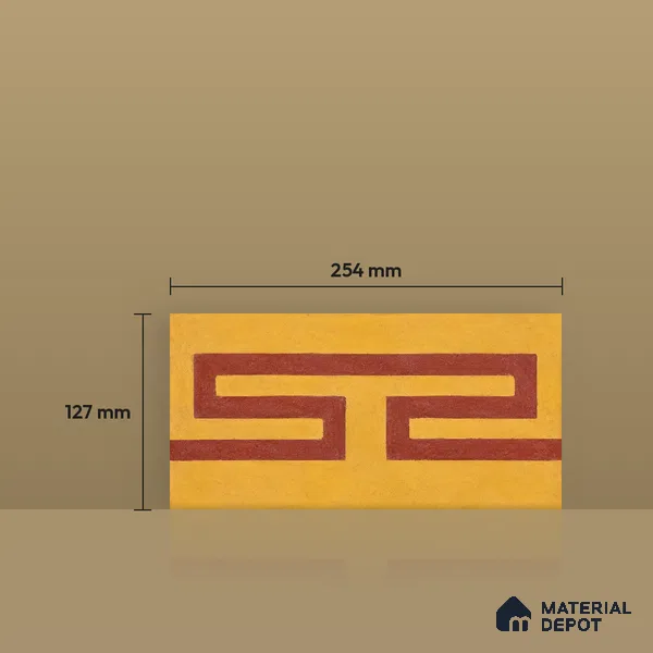 Athangudi Handmade Border Tile TL 10878 H Rust Gold Knot 10 x 5 inch Concrete Pearl Finish - 18 mm | Suitable for Decorative Floor Borders in Living Room, Bedroom, Dining Area & Foyer