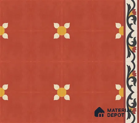 Athangudi Handmade Center Tile TL 10880 Coral Heritage Bloom 10 x 10 inch Concrete Pearl Finish - 18 mm | Suitable for Indoor Flooring in Living Room, Bedroom, Dining Area & Foyer