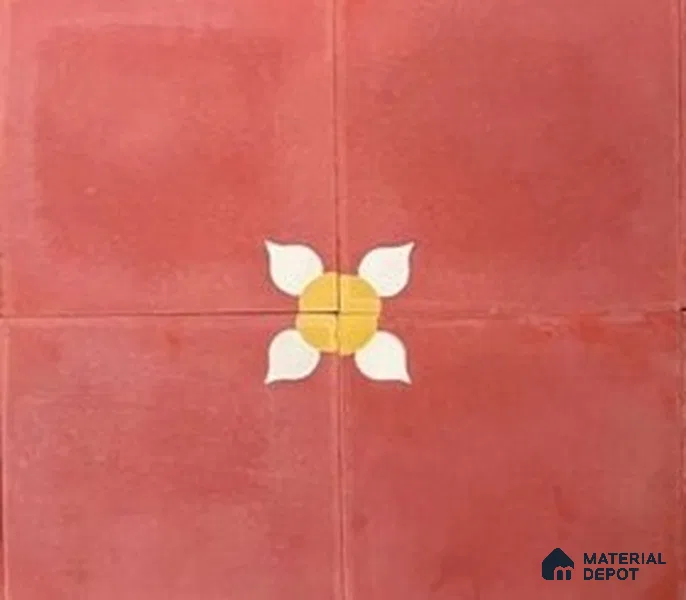 Athangudi Moroccan Floor Tile TL 10880 Pearl Finish 254 x 254 mm Center Concrete Tile - 18 mm