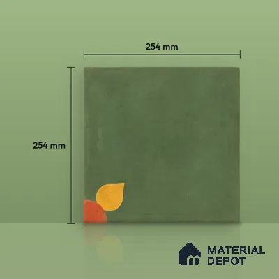 Athangudi Handmade Center Tile TL 10880 C Olive Marigold 10 x 10 inch Concrete Pearl Finish - 18 mm | Suitable for Indoor Flooring in Living Room, Bedroom, Dining Area & Foyer