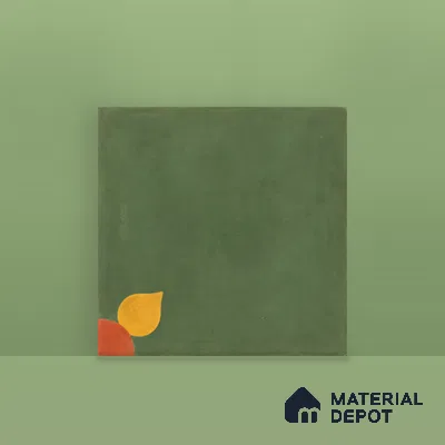 Athangudi Handmade Center Tile TL 10880 C Olive Marigold 10 x 10 inch Concrete Pearl Finish - 18 mm | Suitable for Indoor Flooring in Living Room, Bedroom, Dining Area & Foyer