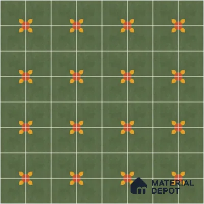 Athangudi Handmade Center Tile TL 10880 C Olive Marigold 10 x 10 inch Concrete Pearl Finish - 18 mm | Suitable for Indoor Flooring in Living Room, Bedroom, Dining Area & Foyer