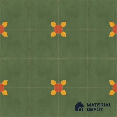 Athangudi Handmade Center Tile TL 10880 C Olive Marigold 10 x 10 inch Concrete Pearl Finish - 18 mm | Suitable for Indoor Flooring in Living Room, Bedroom, Dining Area & Foyer