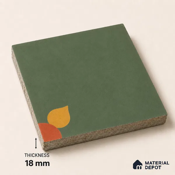 Athangudi Handmade Center Tile TL 10880 C Olive Marigold 10 x 10 inch Concrete Pearl Finish - 18 mm | Suitable for Indoor Flooring in Living Room, Bedroom, Dining Area & Foyer