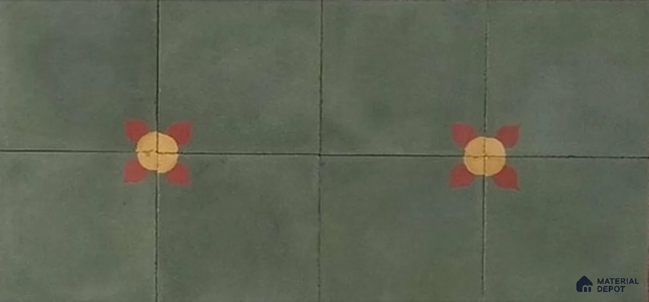 Athangudi Moroccan Floor Tile TL 10880 C Pearl Finish 254 x 254 mm Center Concrete Tile - 18 mm (Sample)