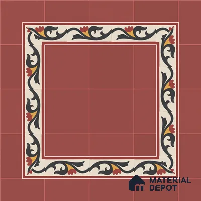 Athangudi Handmade Border Tile TL 10880 E Coral Heritage Bloom 10 x 5 inch Concrete Pearl Finish - 18 mm | Suitable for Decorative Floor Borders in Living Room, Bedroom, Dining Area & Foyer