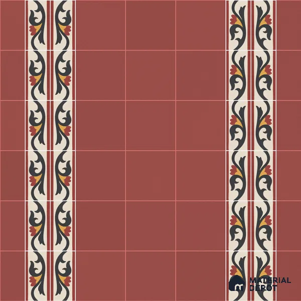 Athangudi Moroccan Floor Tile TL 10880 G Pearl Finish 127 x 254 mm Border Concrete Tile - 18 mm