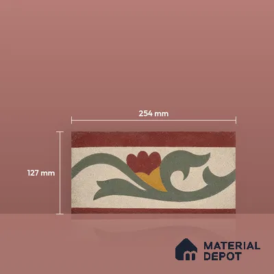 Athangudi Moroccan Floor Tile TL 10880 G Pearl Finish 127 x 254 mm Border Concrete Tile - 18 mm