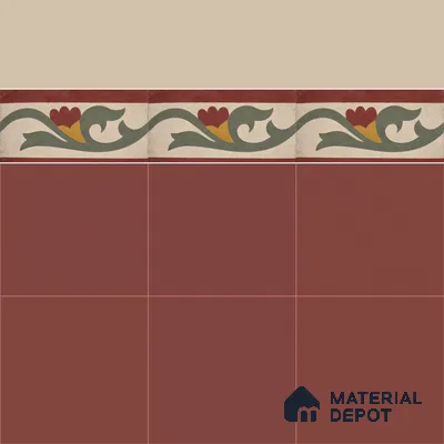 Athangudi Moroccan Floor Tile TL 10880 G Pearl Finish 127 x 254 mm Border Concrete Tile - 18 mm