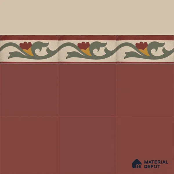 Athangudi Moroccan Floor Tile TL 10880 G Pearl Finish 127 x 254 mm Border Concrete Tile - 18 mm