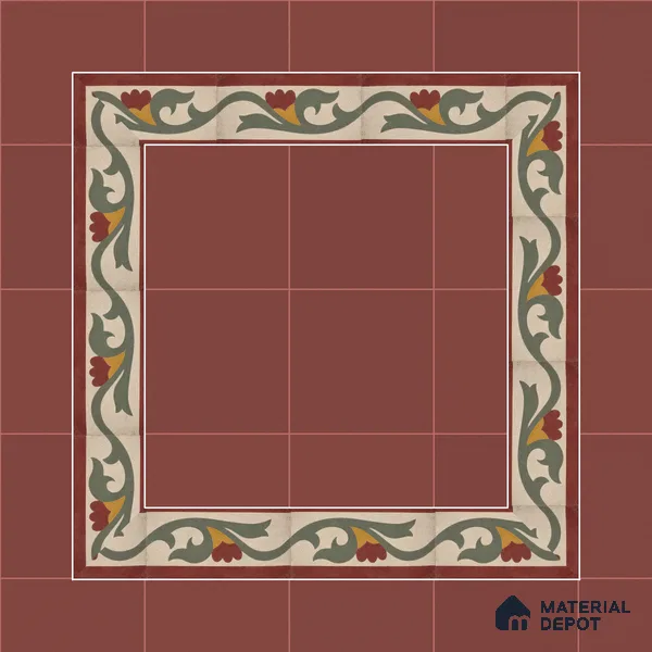 Athangudi Moroccan Floor Tile TL 10880 G Pearl Finish 127 x 254 mm Border Concrete Tile - 18 mm