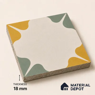 Athangudi Handmade Center Tile TL 10872 Marigold Clover 10 x 10 inch Concrete Pearl Finish - 18 mm | Suitable for Indoor Flooring in Living Room, Bedroom, Dining Area & Foyer
