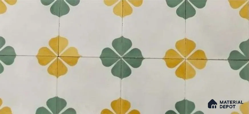 Athangudi Moroccan Floor Tile TL 10872 Pearl Finish 254 x 254 mm Center Concrete Tile - 18 mm