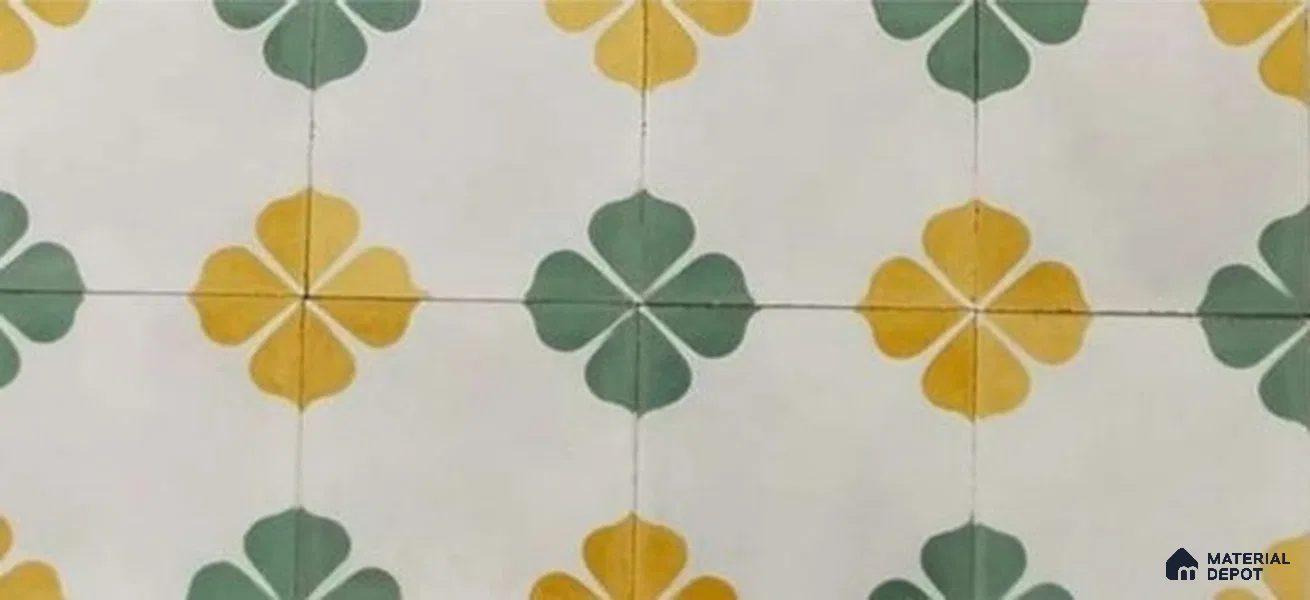 Athangudi Moroccan Floor Tile TL 10872 Pearl Finish 254 x 254 mm Center Concrete Tile - 18 mm