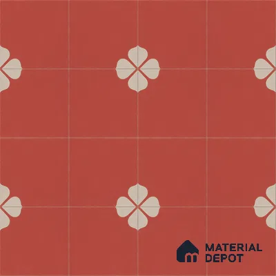 Athangudi Handmade Center Tile TL 10872 B Terracotta Jasmine 10 x 10 inch Concrete Pearl Finish - 18 mm | Suitable for Indoor Flooring in Living Room, Bedroom, Dining Area & Foyer