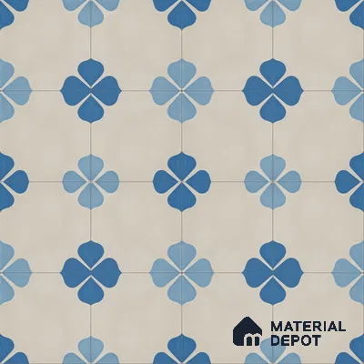 Athangudi Handmade Center Tile TL 10872 C Indigo Clover 10 x 10 inch Concrete Pearl Finish - 18 mm | Suitable for Indoor Flooring in Living Room, Bedroom, Dining Area & Foyer