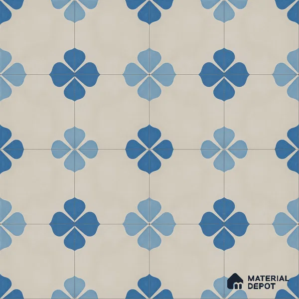 Athangudi Handmade Center Tile TL 10872 C Indigo Clover 10 x 10 inch Concrete Pearl Finish - 18 mm | Suitable for Indoor Flooring in Living Room, Bedroom, Dining Area & Foyer