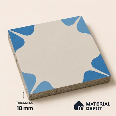 Athangudi Handmade Center Tile TL 10872 C Indigo Clover 10 x 10 inch Concrete Pearl Finish - 18 mm | Suitable for Indoor Flooring in Living Room, Bedroom, Dining Area & Foyer