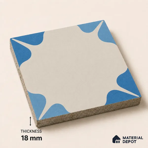Athangudi Handmade Center Tile TL 10872 C Indigo Clover 10 x 10 inch Concrete Pearl Finish - 18 mm | Suitable for Indoor Flooring in Living Room, Bedroom, Dining Area & Foyer