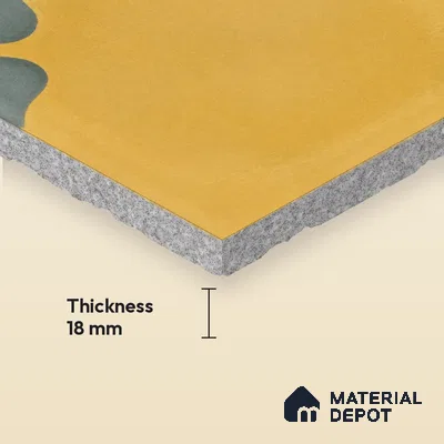 Athangudi Handmade Center Tile TL 10872 D Ochre Indigo Bloom 10 x 10 inch Concrete Pearl Finish - 18 mm | Suitable for Indoor Flooring in Living Room, Bedroom, Dining Area & Foyer