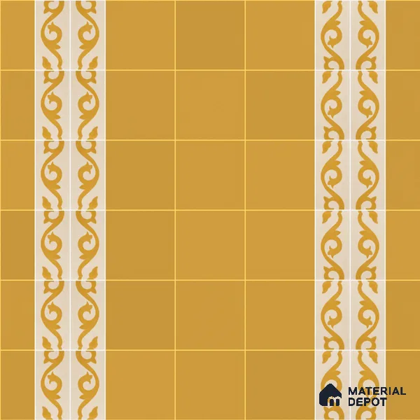Athangudi Moroccan Floor Tile TL 10872 E Pearl Finish 127 x 254 mm Border Concrete Tile - 18 mm