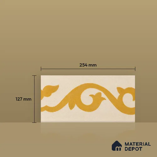 Athangudi Handmade Border Tile TL 10872 E Marigold Clover 10 x 5 inch Concrete Pearl Finish - 18 mm | Suitable for Decorative Floor Borders in Living Room, Bedroom, Dining Area & Foyer