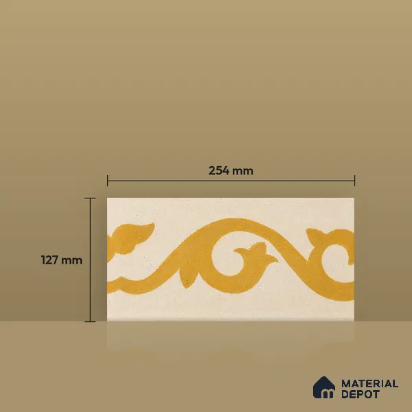 Athangudi Moroccan Floor Tile TL 10872 E Pearl Finish 127 x 254 mm Border Concrete Tile - 18 mm