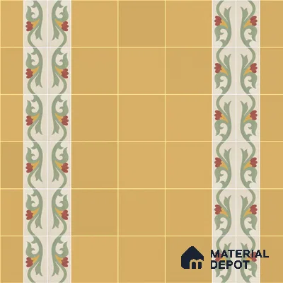 Athangudi Moroccan Floor Tile TL 10872 F Pearl Finish 127 x 254 mm Border Concrete Tile - 18 mm
