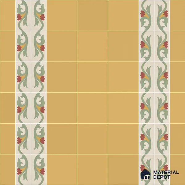 Athangudi Moroccan Floor Tile TL 10872 F Pearl Finish 127 x 254 mm Border Concrete Tile - 18 mm