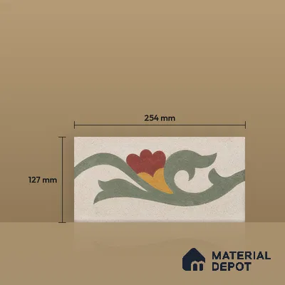 Athangudi Moroccan Floor Tile TL 10872 F Pearl Finish 127 x 254 mm Border Concrete Tile - 18 mm