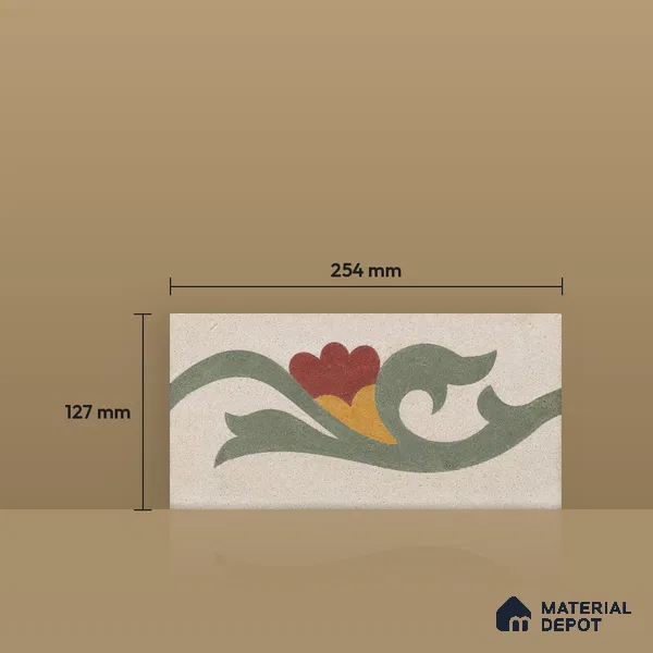 Athangudi Moroccan Floor Tile TL 10872 F Pearl Finish 127 x 254 mm Border Concrete Tile - 18 mm