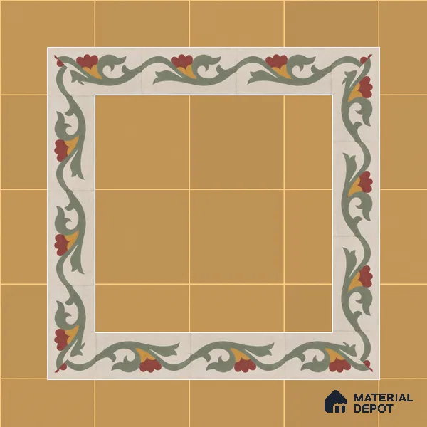 Athangudi Moroccan Floor Tile TL 10872 F Pearl Finish 127 x 254 mm Border Concrete Tile - 18 mm