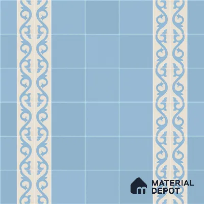Athangudi Handmade Border Tile TL 10872 G Indigo Clover 10 x 5 inch Concrete Pearl Finish - 18 mm | Suitable for Decorative Floor Borders in Living Room, Bedroom, Dining Area & Foyer
