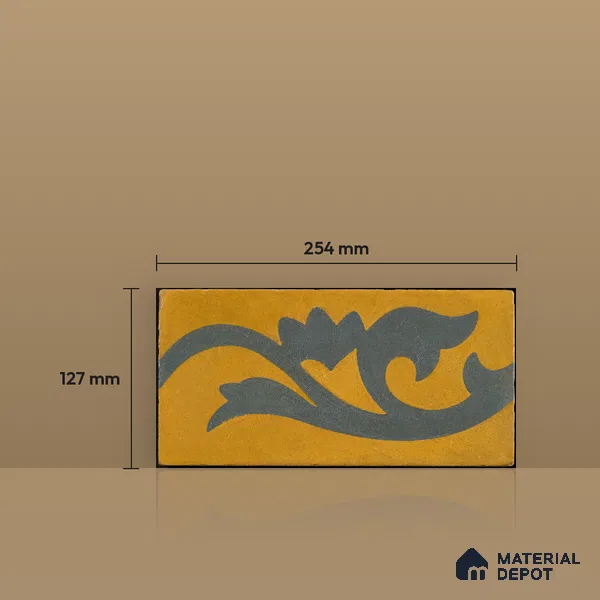 Athangudi Moroccan Floor Tile TL 10872 H Pearl Finish 127 x 254 mm Border Concrete Tile - 18 mm