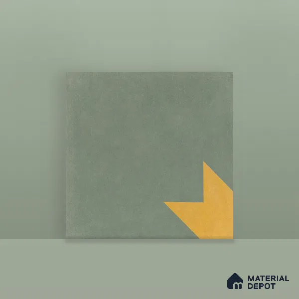 Athangudi Handmade Center Tile TL 10877 Olive Sunburst 10 x 10 inch Concrete Pearl Finish - 18 mm | Suitable for Indoor Flooring in Living Room, Bedroom, Dining Area & Foyer