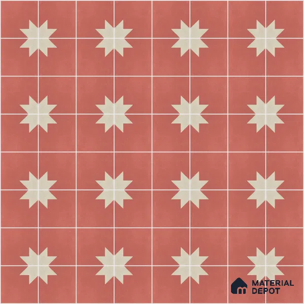 Athangudi Moroccan Floor Tile TL 10877 B Pearl Finish 254 x 254 mm Center Concrete Tile - 18 mm