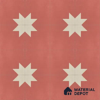 Athangudi Handmade Center Tile TL 10877 B Rose Sunburst 10 x 10 inch Concrete Pearl Finish - 18 mm | Suitable for Indoor Flooring in Living Room, Bedroom, Dining Area & Foyer