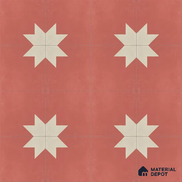 Athangudi Handmade Center Tile TL 10877 B Rose Sunburst 10 x 10 inch Concrete Pearl Finish - 18 mm | Suitable for Indoor Flooring in Living Room, Bedroom, Dining Area & Foyer