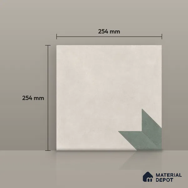 Athangudi Handmade Center Tile TL 10877 C Ivory Emerald Sun 10 x 10 inch Concrete Pearl Finish - 18 mm | Suitable for Indoor Flooring in Living Room, Bedroom, Dining Area & Foyer