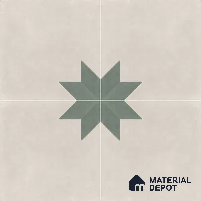 Athangudi Handmade Center Tile TL 10877 C Ivory Emerald Sun 10 x 10 inch Concrete Pearl Finish - 18 mm | Suitable for Indoor Flooring in Living Room, Bedroom, Dining Area & Foyer