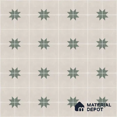 Athangudi Handmade Center Tile TL 10877 C Ivory Emerald Sun 10 x 10 inch Concrete Pearl Finish - 18 mm | Suitable for Indoor Flooring in Living Room, Bedroom, Dining Area & Foyer
