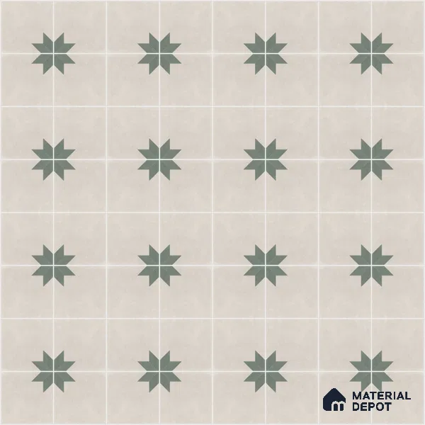 Athangudi Handmade Center Tile TL 10877 C Ivory Emerald Sun 10 x 10 inch Concrete Pearl Finish - 18 mm | Suitable for Indoor Flooring in Living Room, Bedroom, Dining Area & Foyer