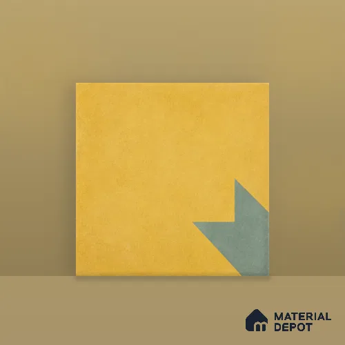 Athangudi Handmade Center Tile TL 10877 D Ochre Slate Sun 10 x 10 inch Concrete Pearl Finish - 18 mm | Suitable for Indoor Flooring in Living Room, Bedroom, Dining Area & Foyer