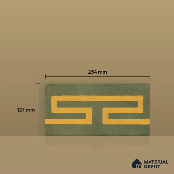 Athangudi Moroccan Floor Tile TL 10877 E Pearl Finish 127 x 254 mm Border Concrete Tile - 18 mm