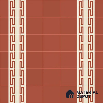 Athangudi Handmade Border Tile TL 10877 F Rose Sunburst 10 x 5 inch Concrete Pearl Finish - 18 mm | Suitable for Decorative Floor Borders in Living Room, Bedroom, Dining Area & Foyer