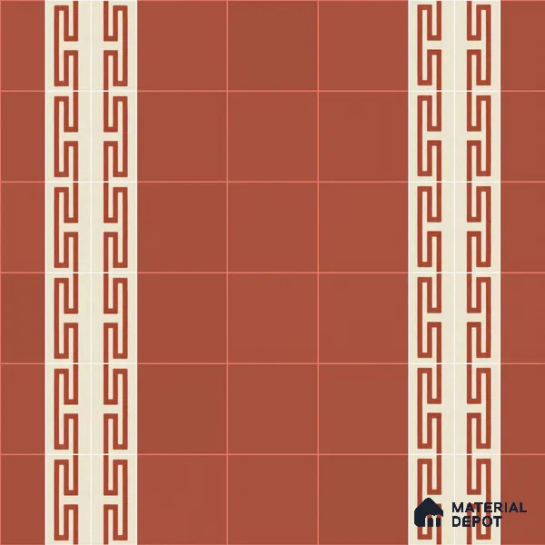 Athangudi Handmade Border Tile TL 10877 F Rose Sunburst 10 x 5 inch Concrete Pearl Finish - 18 mm | Suitable for Decorative Floor Borders in Living Room, Bedroom, Dining Area & Foyer